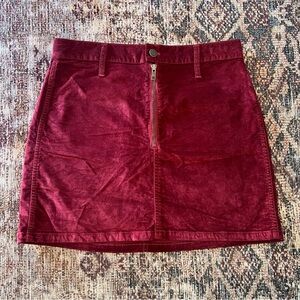 Madewell Burgundy Velvet Mini Skirt